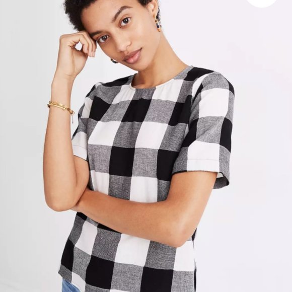 Madewell Boxy Button-Back Top in Gingham Check | Size M - Picture 6 of 6